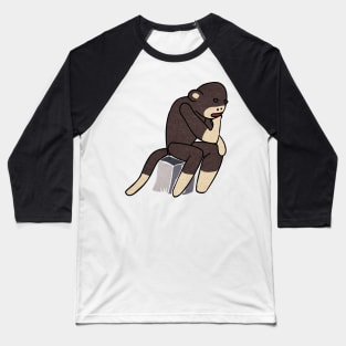 Sock Monkey Thinking Baseball T-Shirt